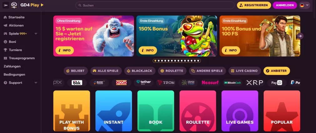 Gdfplay Casino – 15€ Willkommensbonus + 40x Multiplikator für neue Spieler in Deutschland